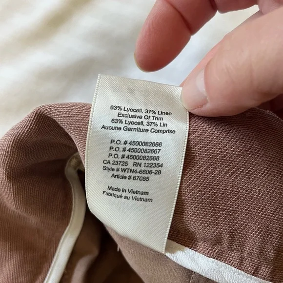 Aritzia Wilfred Jallade Tie Front High Rise Linen Blend Trouser Pant Pink size 6 - Picture 12 of 15